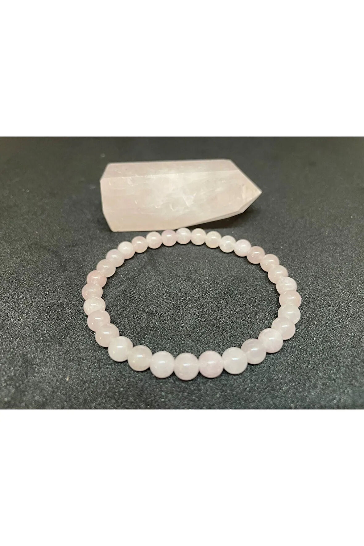Doğal Taş Pembe Kuars Bileklik 8mm