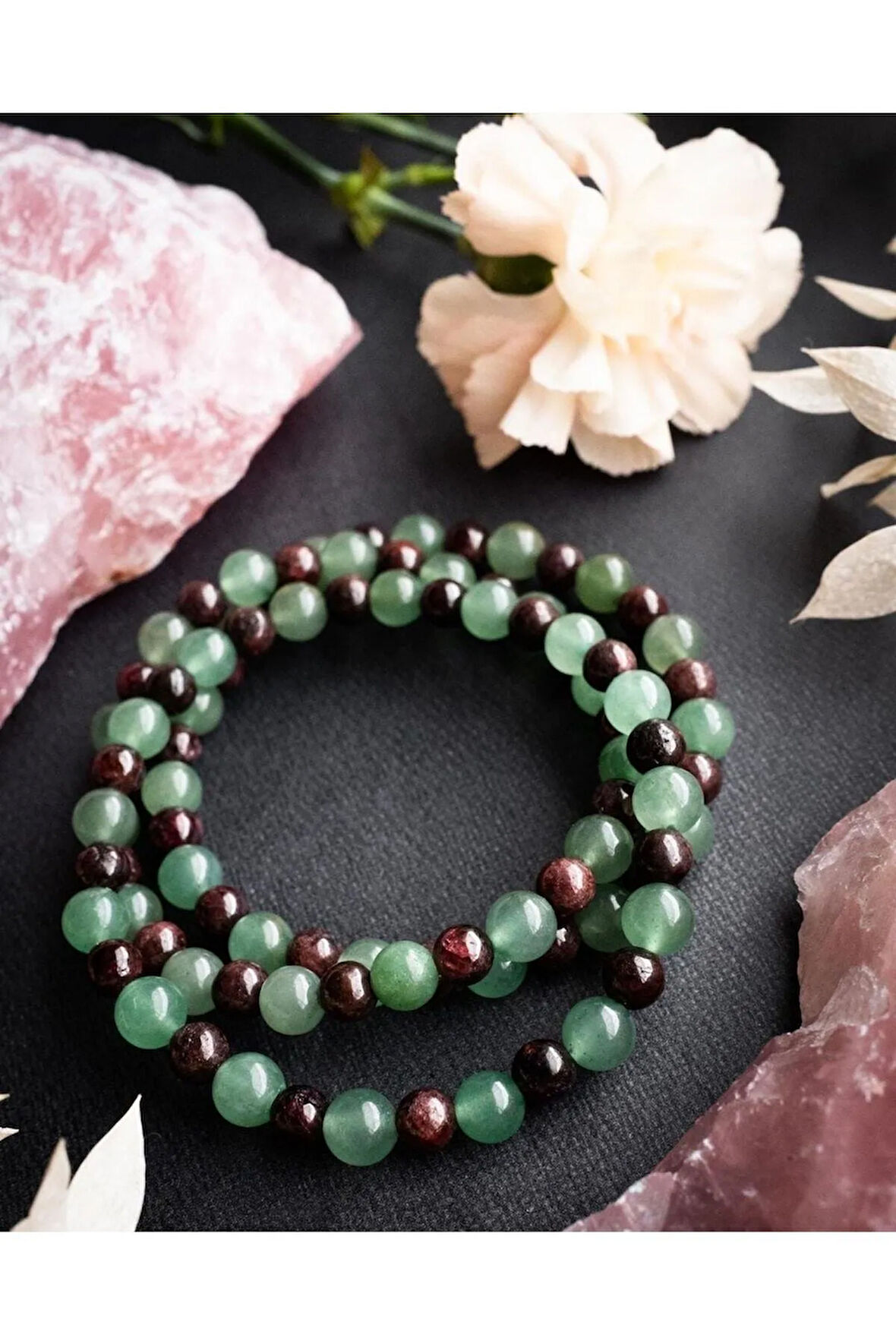 Lal Garnet & Aventurin Doğal Taş Bileklik 8 Mm