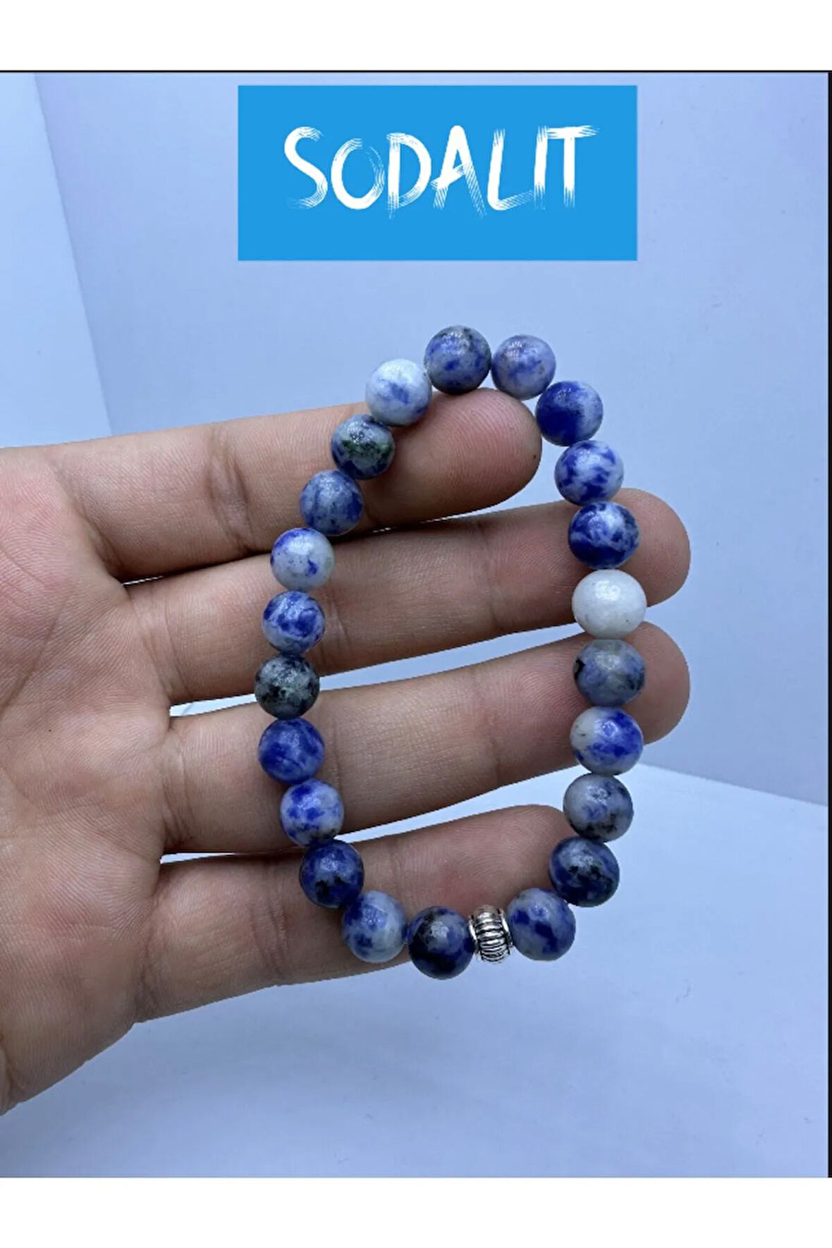 Doğal Sodalit Taşı 8mm Bileklik
