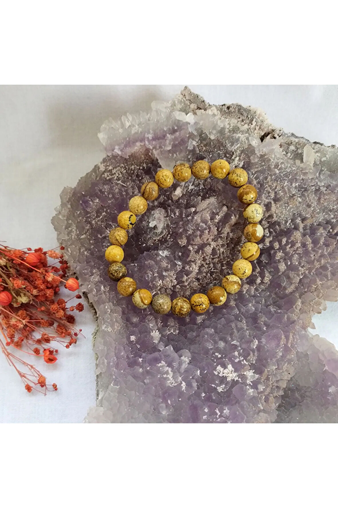 SERTİFİKALI ODUN JASPER DOĞAL TAŞ BİLEKLİK 8 MM