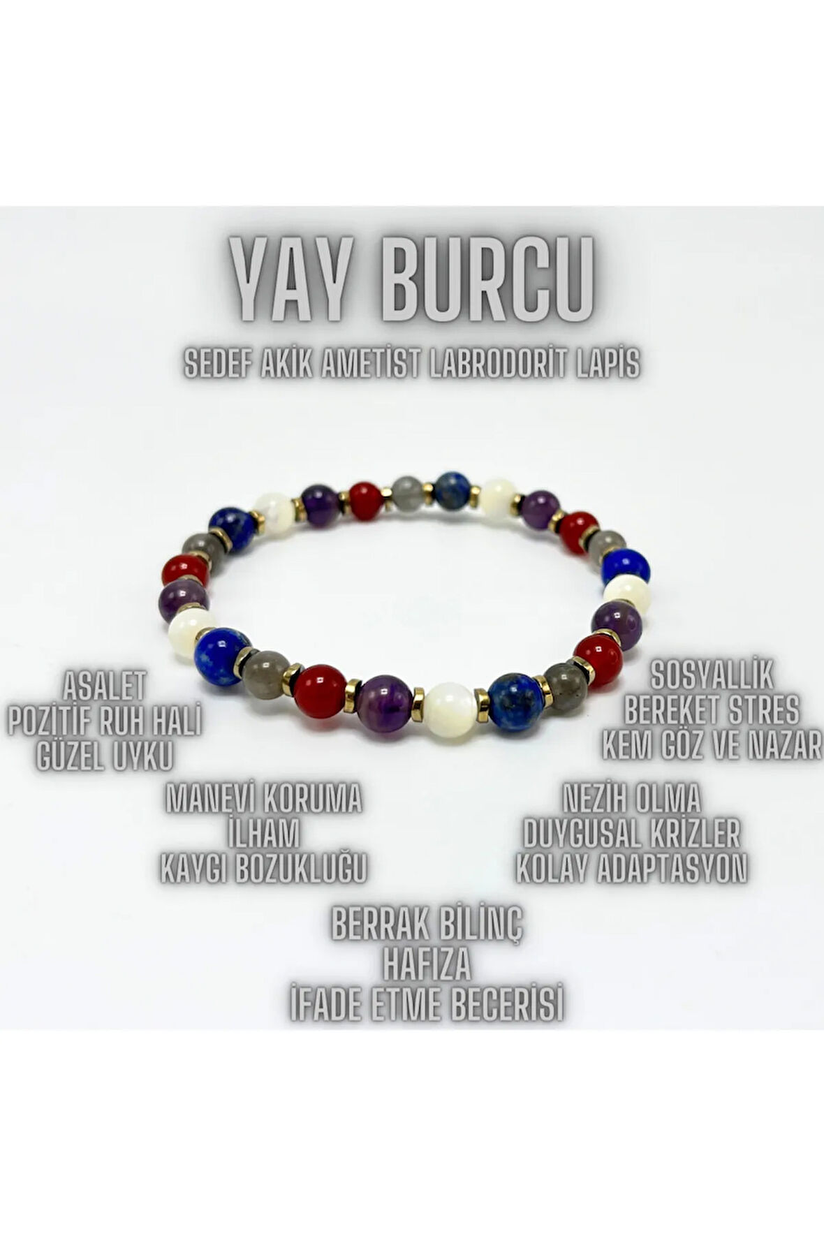 SERTİFİKALI YAY BURCU DOĞAL TAŞ BİLEKLİK 6mm