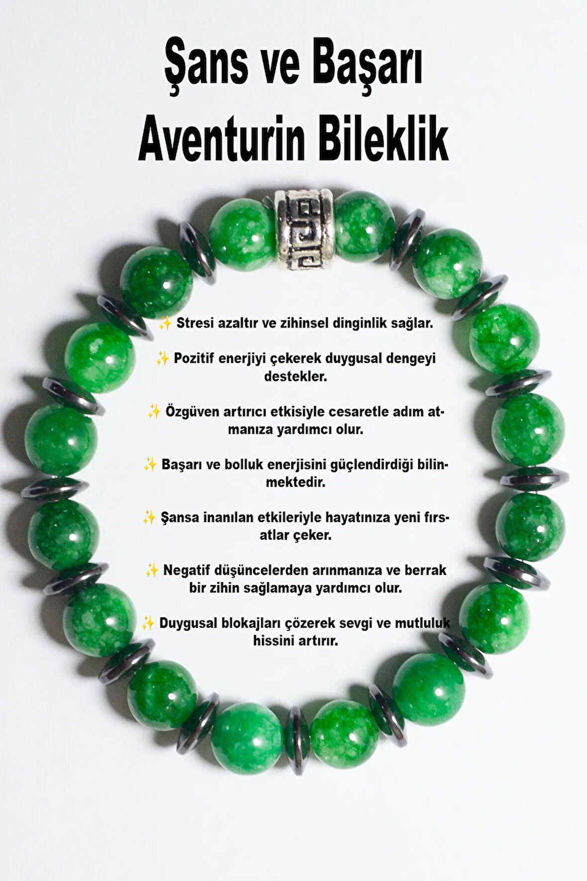 Stres Bilekliği Doğaltaş Şans Başarı Aventurin Bileklik Charm Kombin Uyumlu