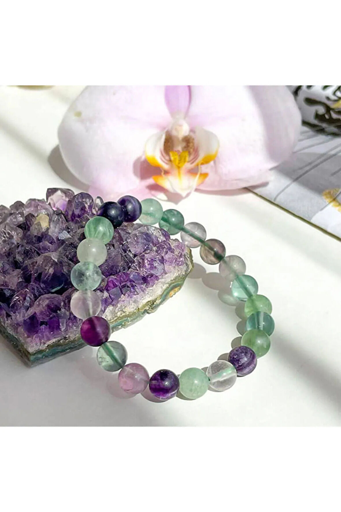 SERTİFİKALI FLORİT DOĞAL TAŞ BİLEKLİK 8 MM