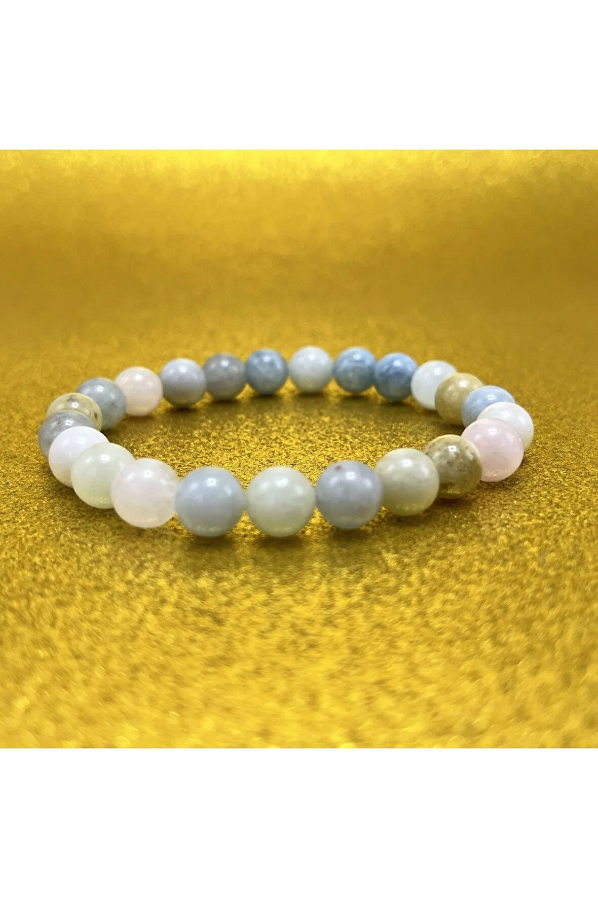 Sertifikalı Helkum (HELİDOR-AKUAMARİN-MORGANİT)8mm Elastik Misinalı Doğal Taş Bileklik