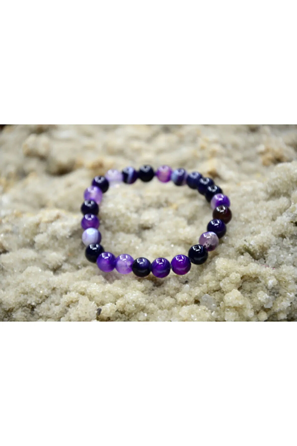 SERTİFİKALI MOR AKİK DOĞAL TAŞ BİLEKLİK 8 MM