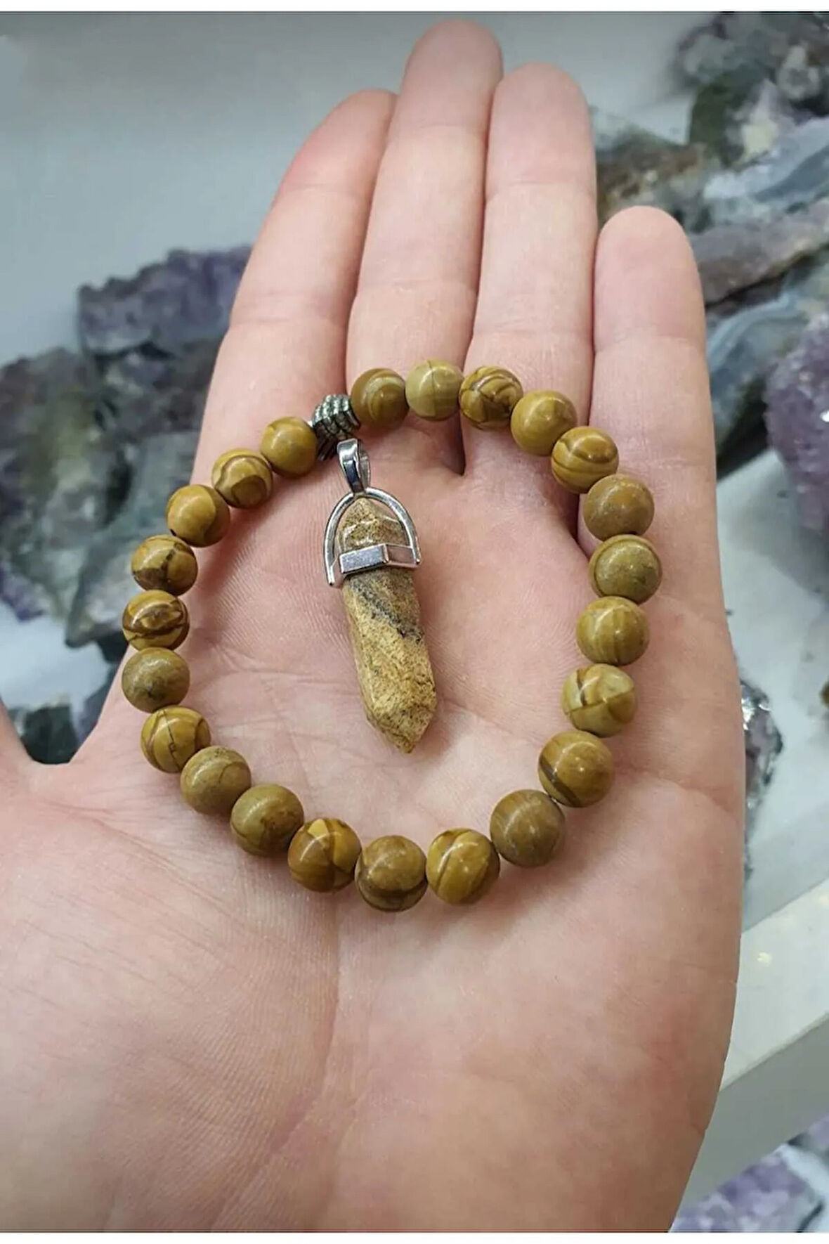 ODUN JASPER 8 MM DOĞAL TAŞ BİLEKLİK KOLYE UCU