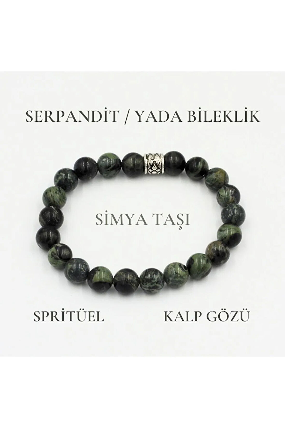 Doğal Şifalı Taş Bileklik | Serpantin / Yada Doğal Taş Bileklik 8 Mm Simya Taşı