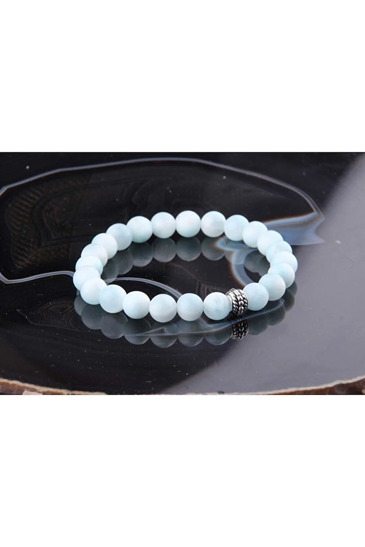 Sertifikalı Larimar Doğal Taş Bileklik 8 mm B880