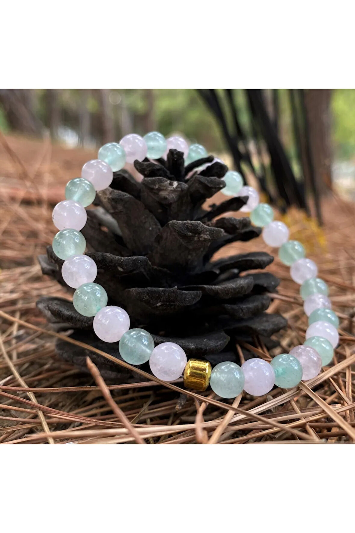 Aşk Bilekliği Doğal Taş Tasarım Mühürlü 6mm