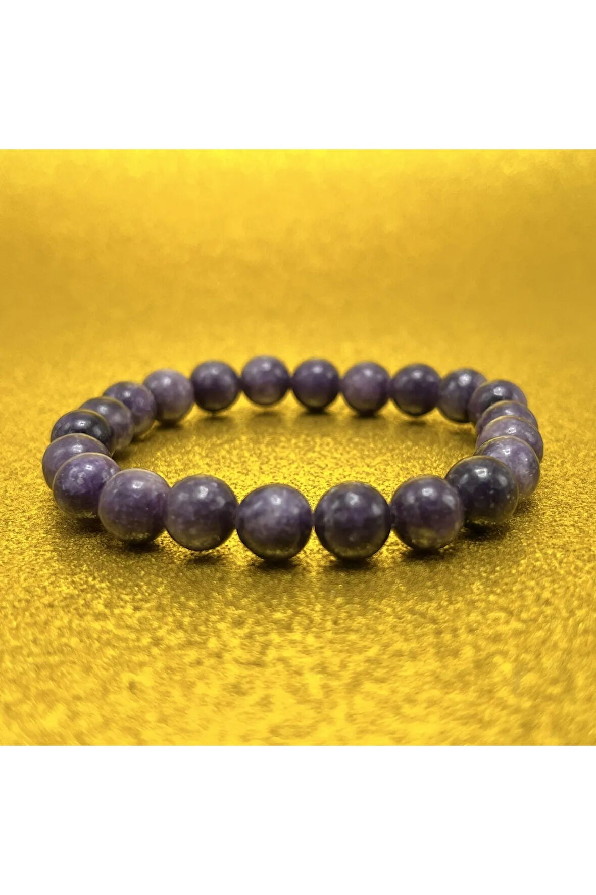 Sertifikalı Lepidolit 8mm Elastik Misinalı Doğal Taş Bileklik