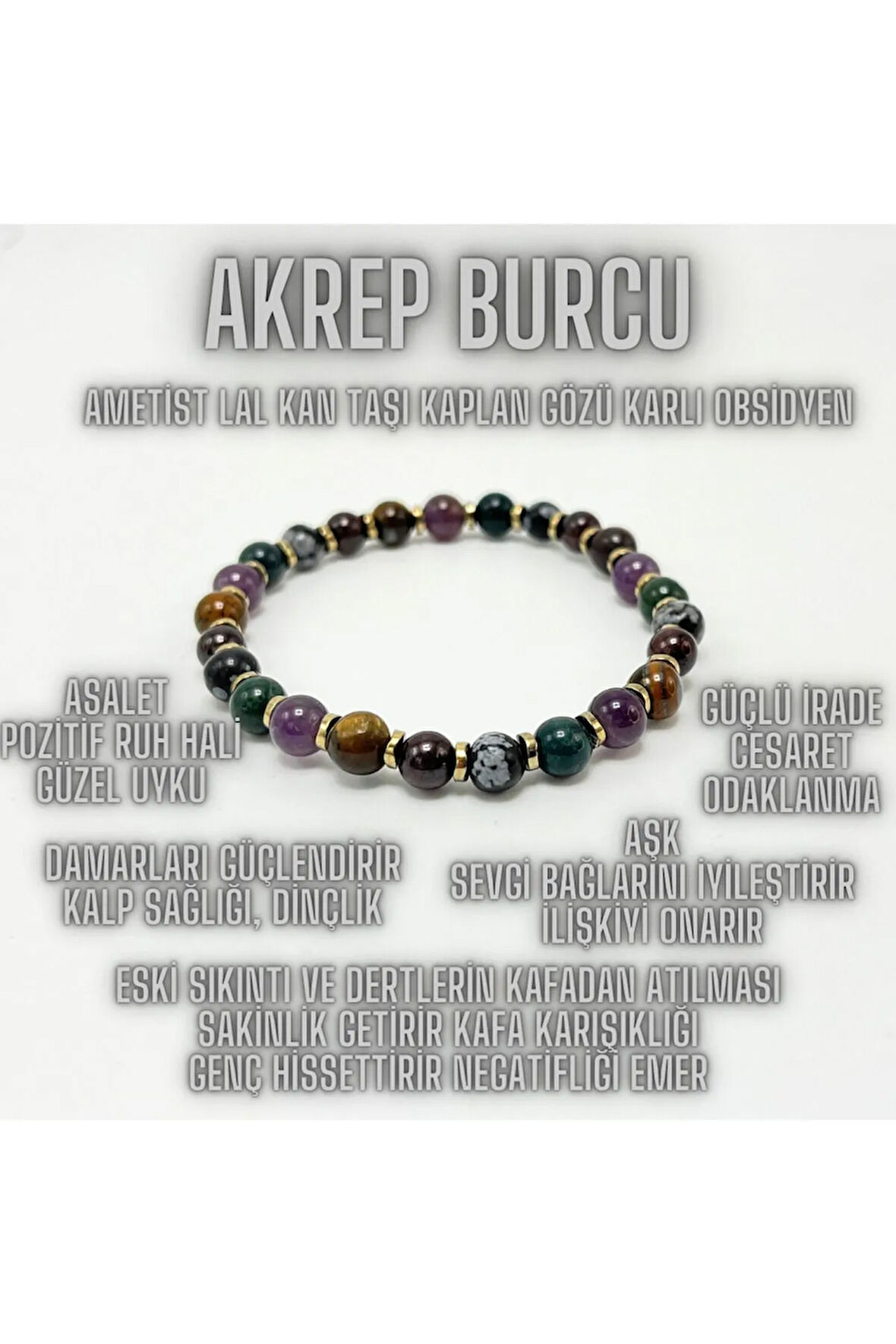 SERTİFİKALI AKREP BURCU DOĞAL TAŞ BİLEKLİK 6mm