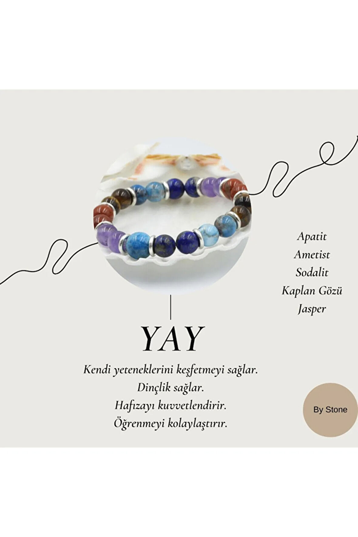 Yay Burcu (Kadın) Doğal Taş Burç Bilekliği | Sertifikalı