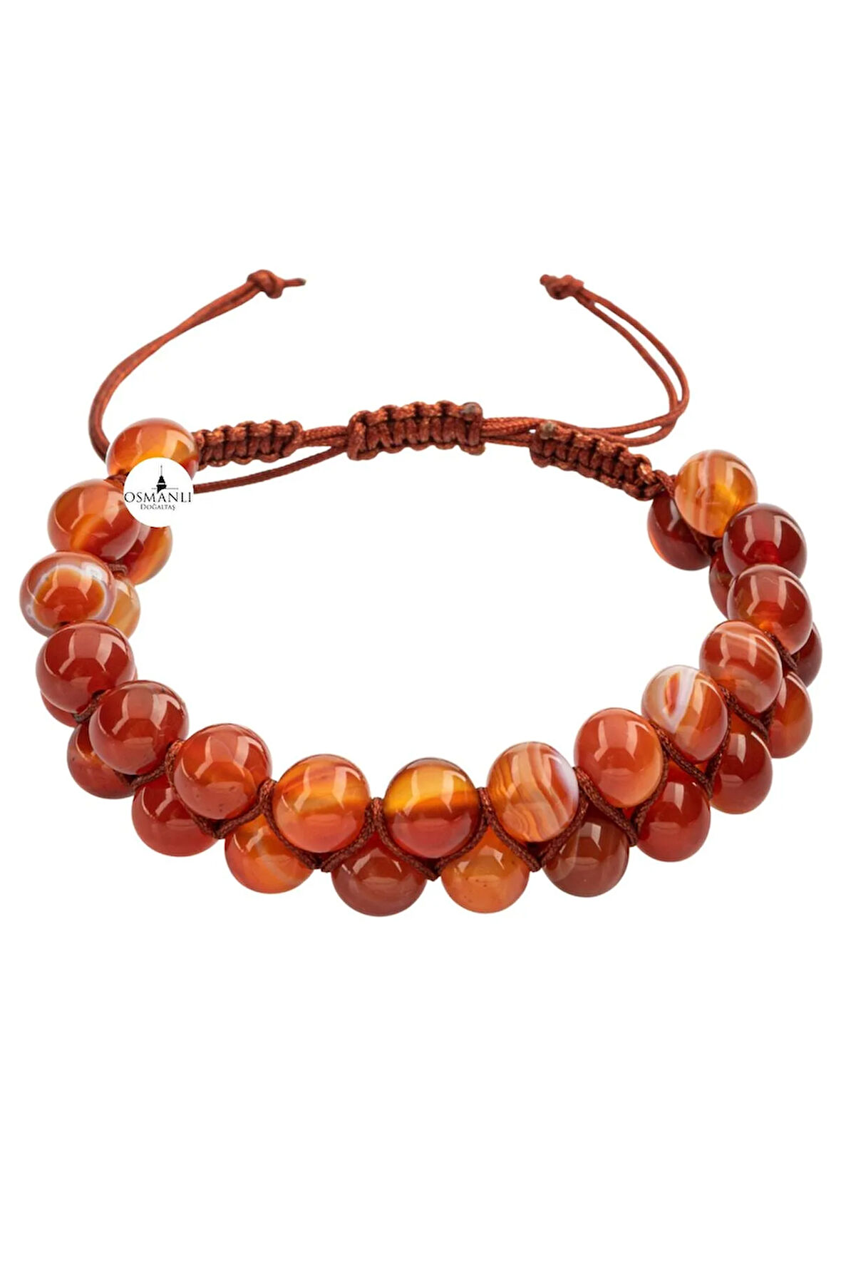 Madagaskar Akiği 8mm Çift Sıra Makrome Doğal Taş Bileklik