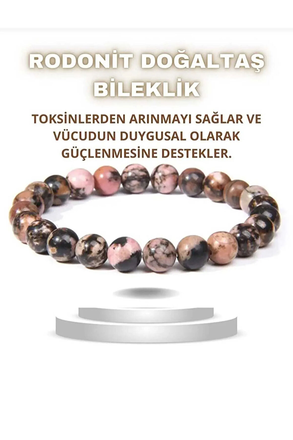 RODONİT 8MM DOĞAL TAŞ BİLEKLİK