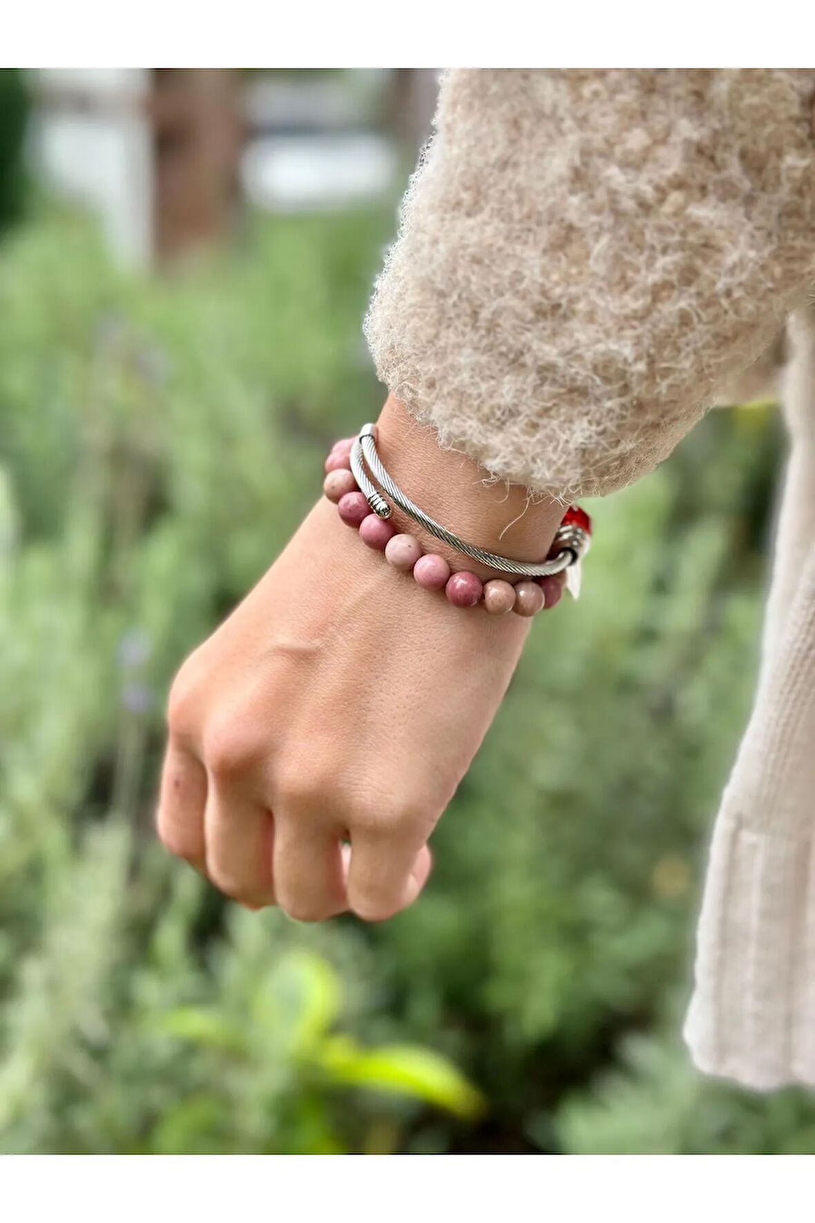 8 Mm Rodonit Taşı Erkek Kadın Doğal Taş Bileklik A Kalite