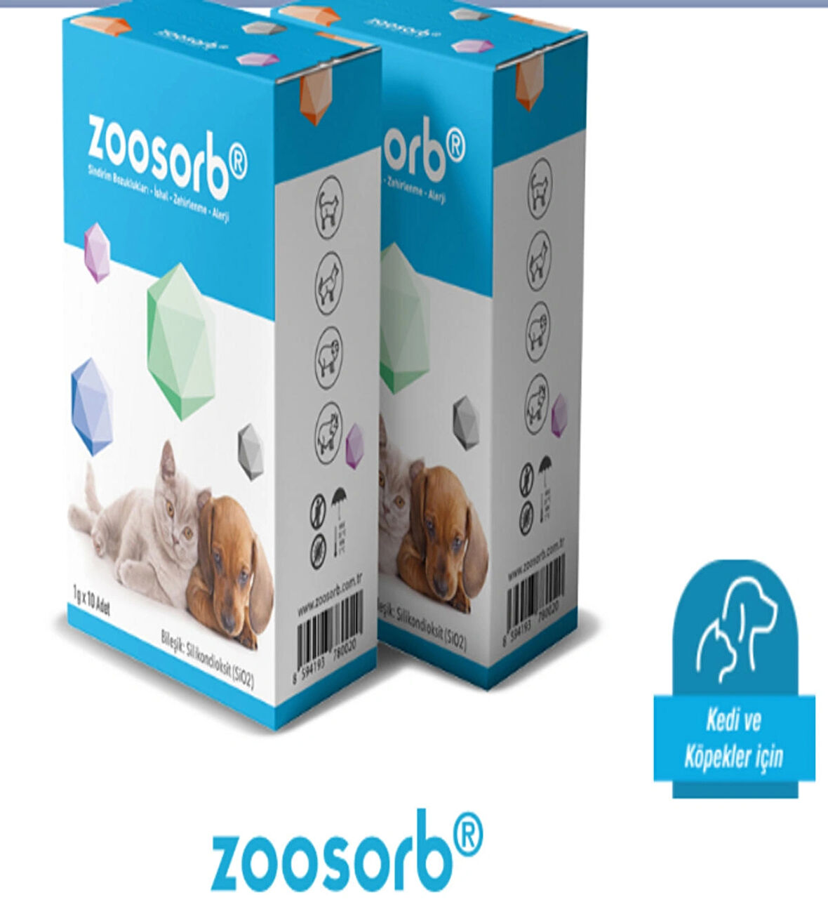 Zoosorb 10x3 gr Kedi Köpek Sindirim Bozuklukları İshal Zehirlenme Allerji Desteği