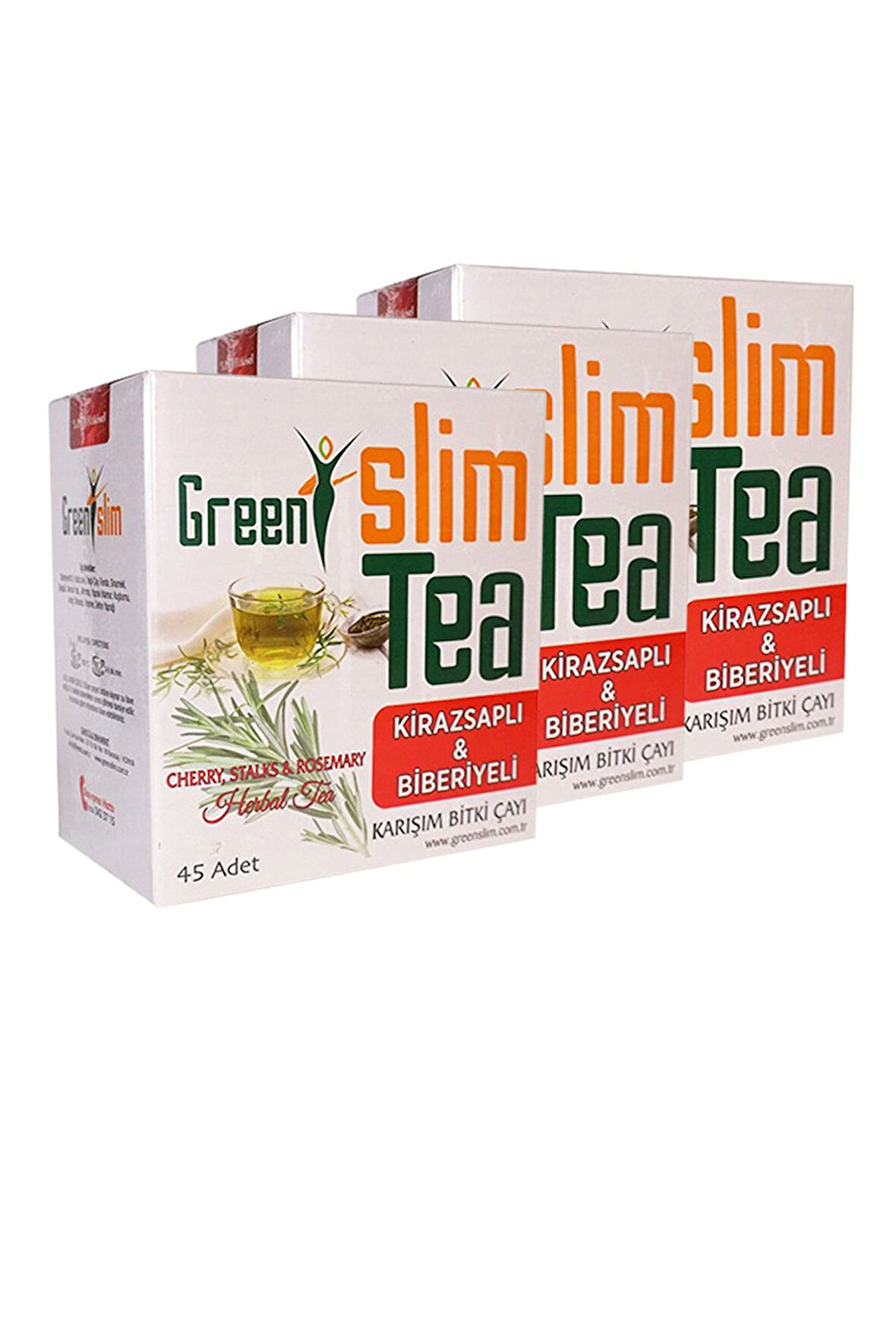 3 Kutu Slim Tea Kiraz Sapı Biberiyeli Tea 45 x 3 Adet Süzen Poşet
