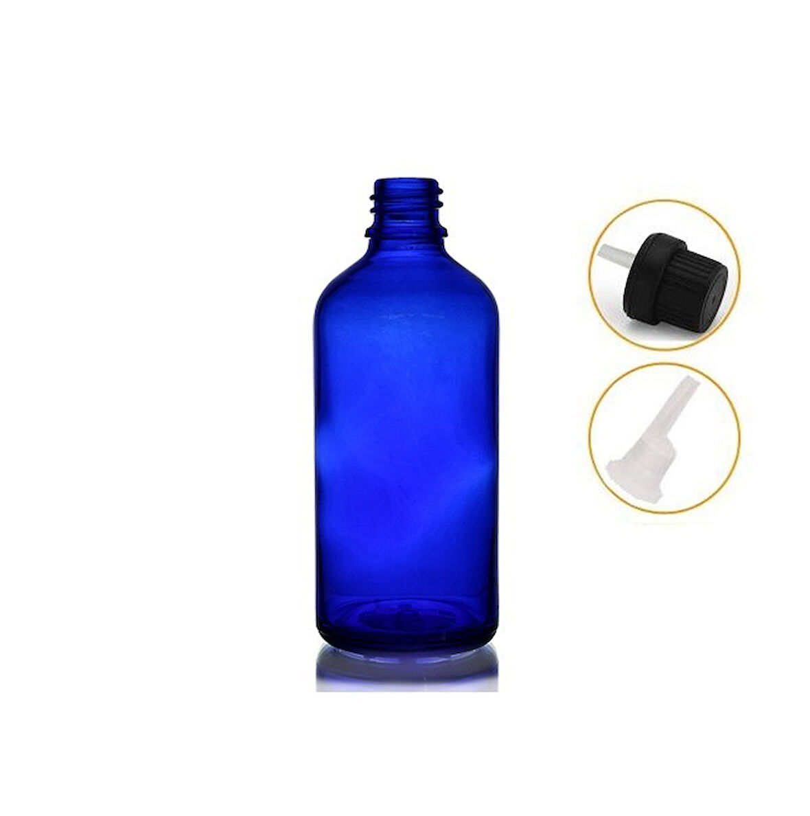 50ml mavi cam içten damlalıklı şişe siyah kapak, 24 adet, damlalıklı şişe, damlatmalı şişe