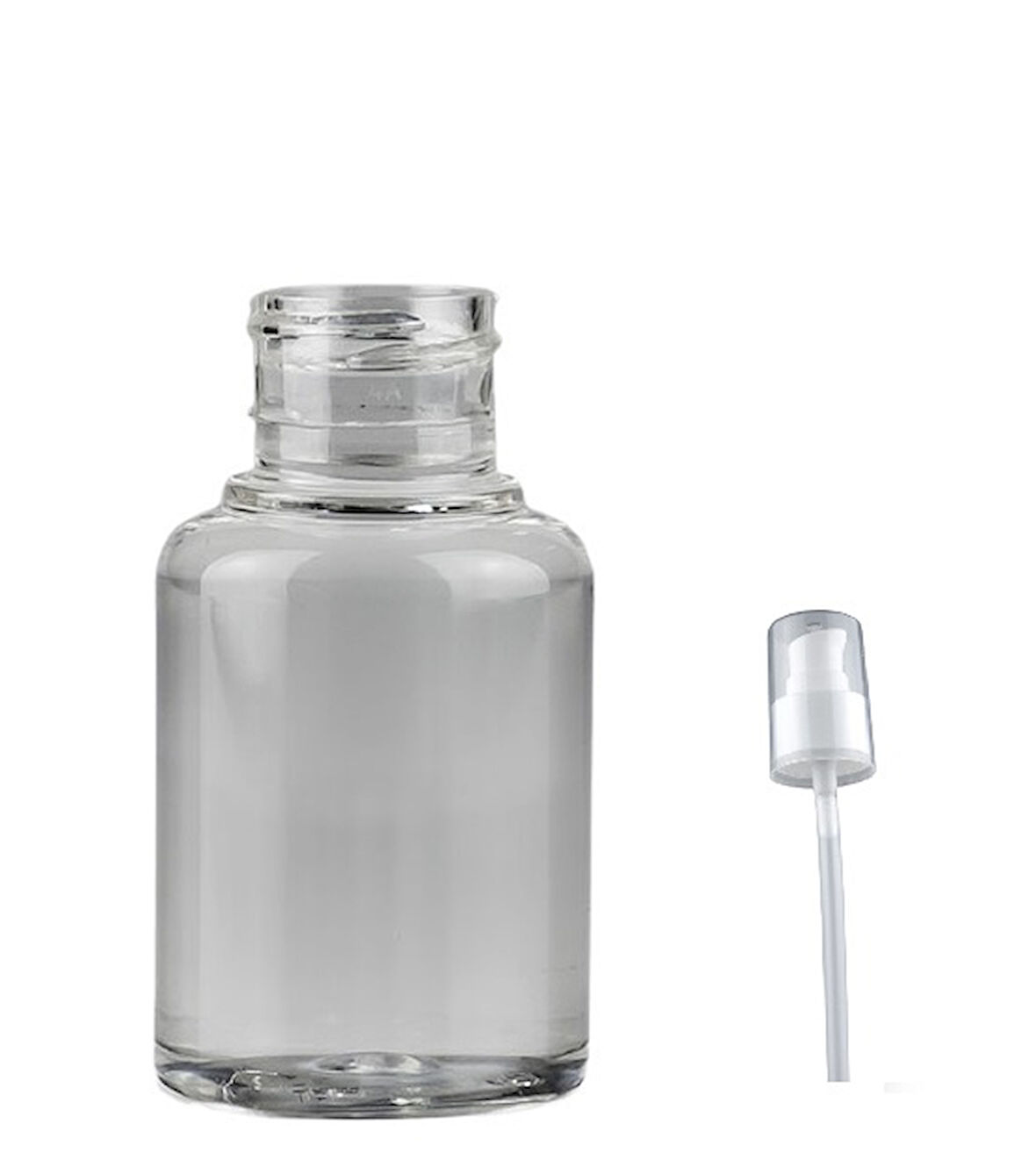 60ml PE şeffaf serum pompalı şişe, 24 adet, serum şişesi, pompalı şişe, medikal şişe, kozmetik şişesi, plastik şişe