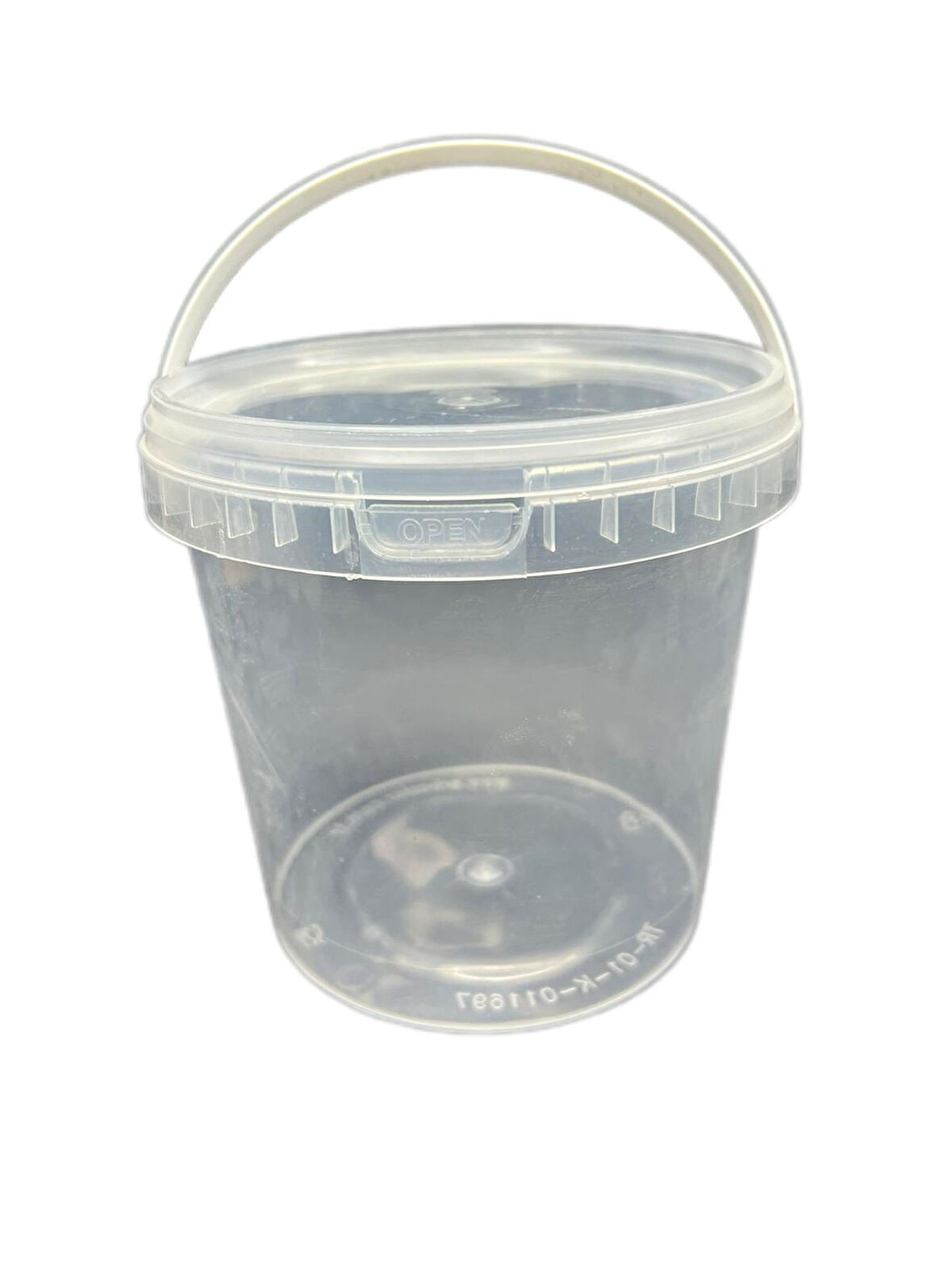 800ml şeffaf kulplu plastik yuvarlak kova, 24 adet, gıda kutusu, tahin kutusu, pekmez kutusu, plastik bidon, bal kavanozu, plastik kovaz