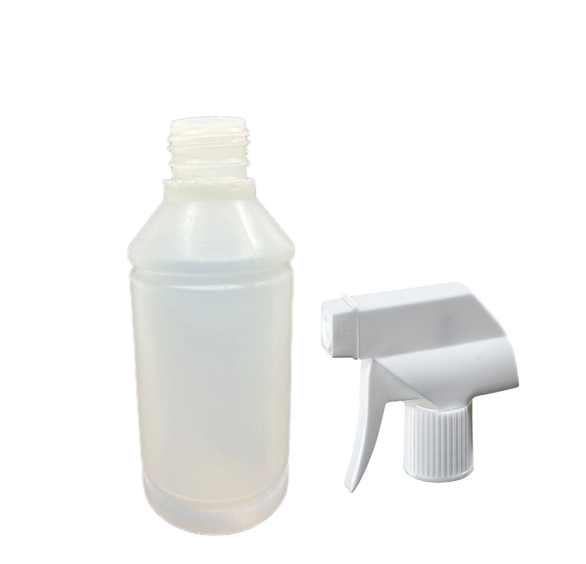 250ml kuşaklı naturel renk plastik şişe triger başlıklı, 12 adet,  sprey şişesi, triger başlıklı şişe, kozmetik şişe, sanayi tipi şişe, plastik şişe