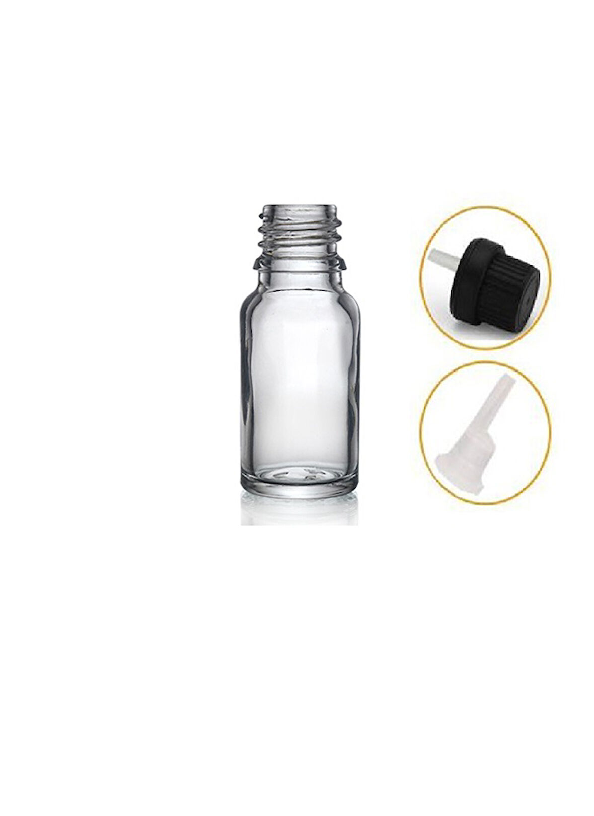 10ml şeffaf cam içten damlalıklı şişe siyah kapak, 24 adet, damlalıklı şişe, damlatmalı şişe 