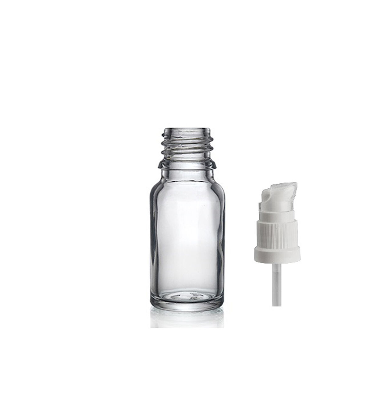 10ml şeffaf cam serum pompalı şişe, 24 adet, pompalı şişe, medikal şişe, cam şişe,  