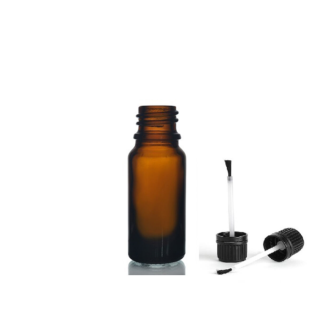 20ml kahverengi cam şişe fırça kapaklı, 12 adet, ecza şişesi, kozmetik şişe, yapıştırıcı şişesi, yağ şişesi