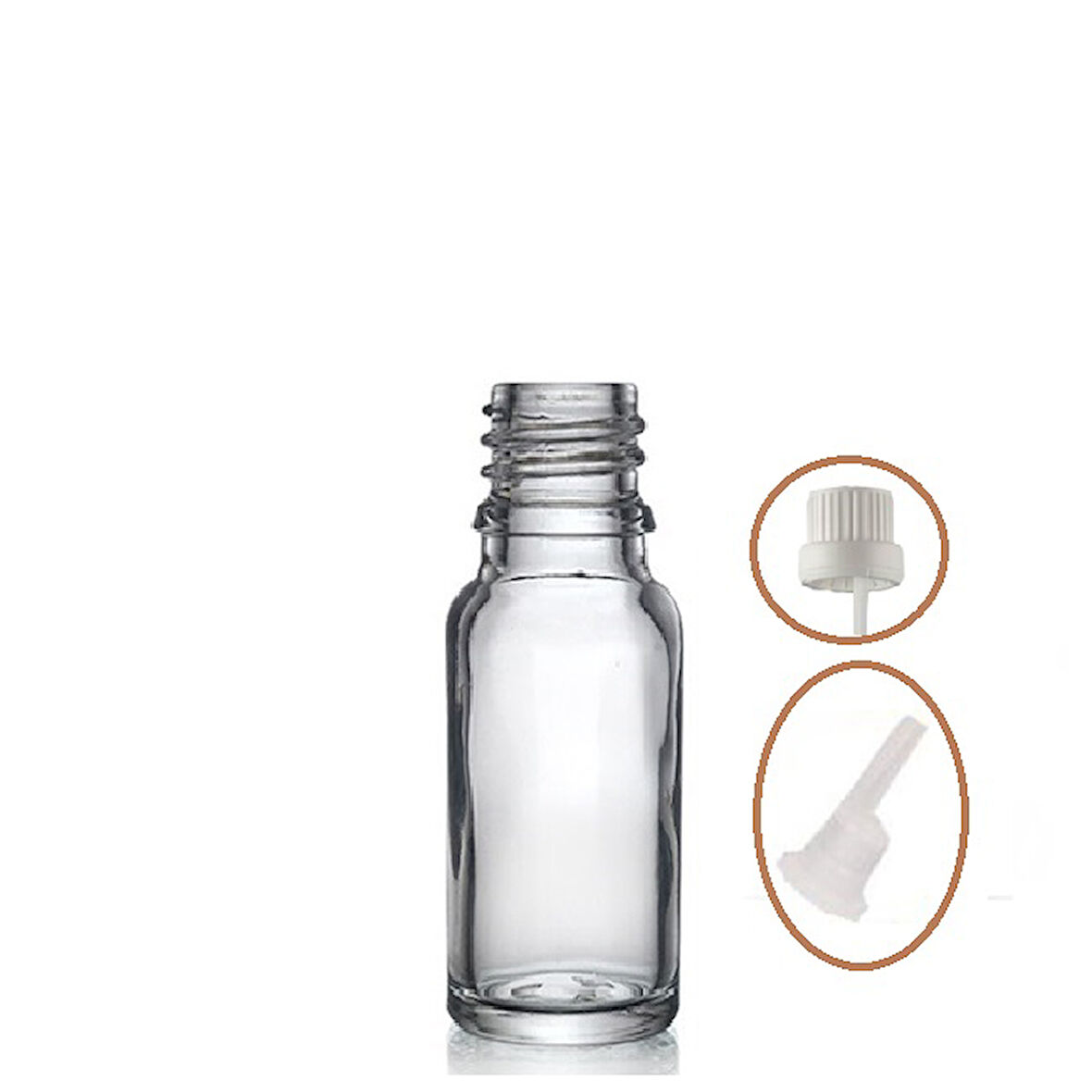 20ml şeffaf cam içten damlalıklı şişe beyaz kapak, 12 adet, damlalıklı şişe, damlatmalı şişe 