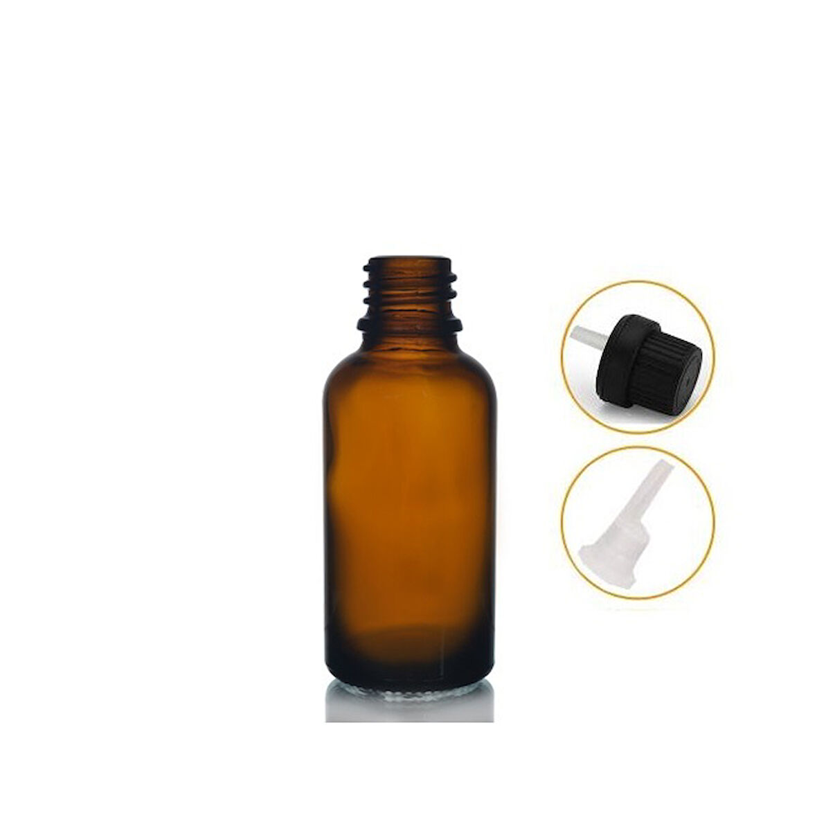 30ml kahverengi cam içten damlalıklı şişe siyah kapak, 24 adet, damlalıklı şişe, damlatmalı şişe 