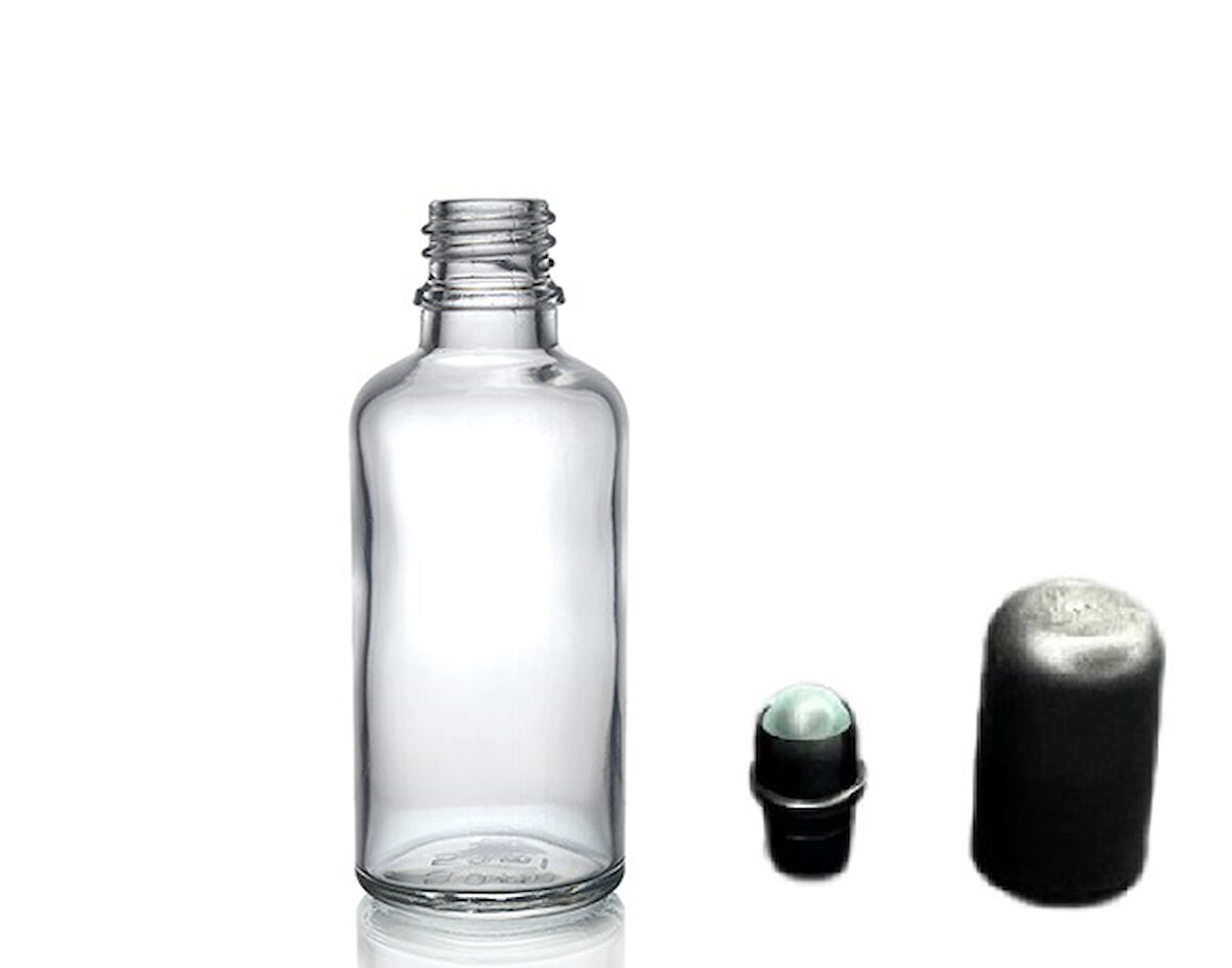 30ml şeffaf cam şişe roll-on şişe, 12 adet, bilye başlıklı şişe, cam şişe, roll-on şişesi