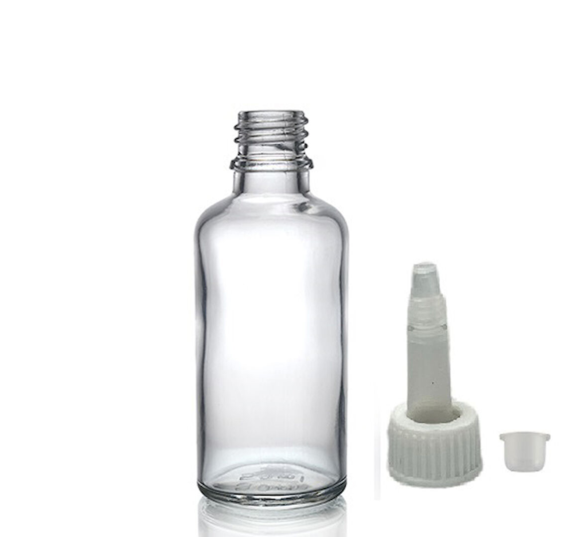 50ml şeffaf cam şişe getamisin kapak, 24 adet, plastik üstten damlalıklı şişe, damlatmalı şişe, damlatıcı şişe