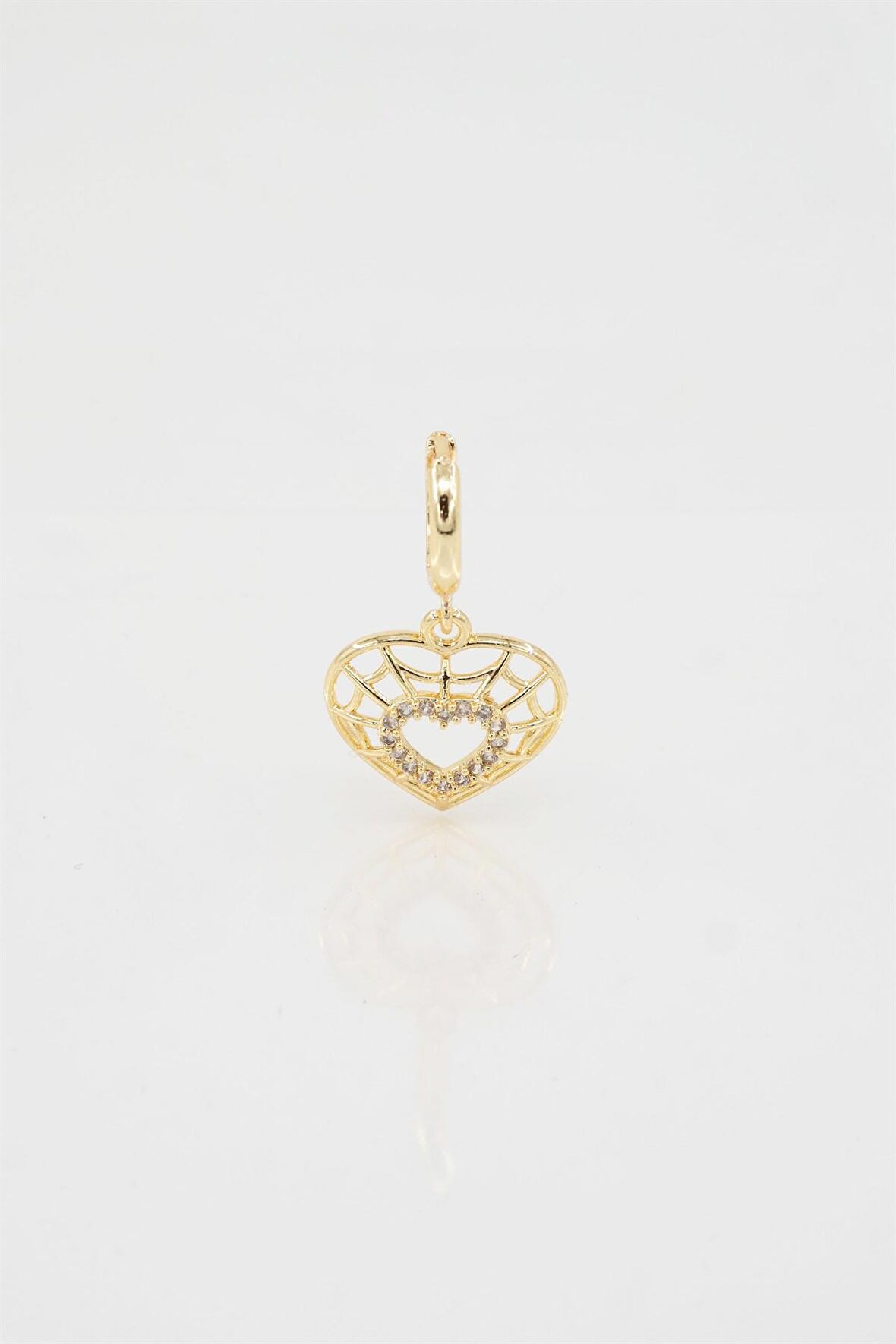 Kadın Kendi Tarzını Oluştur Zirkon Taşlı Kalp Figürlü 1 Adet Küpe