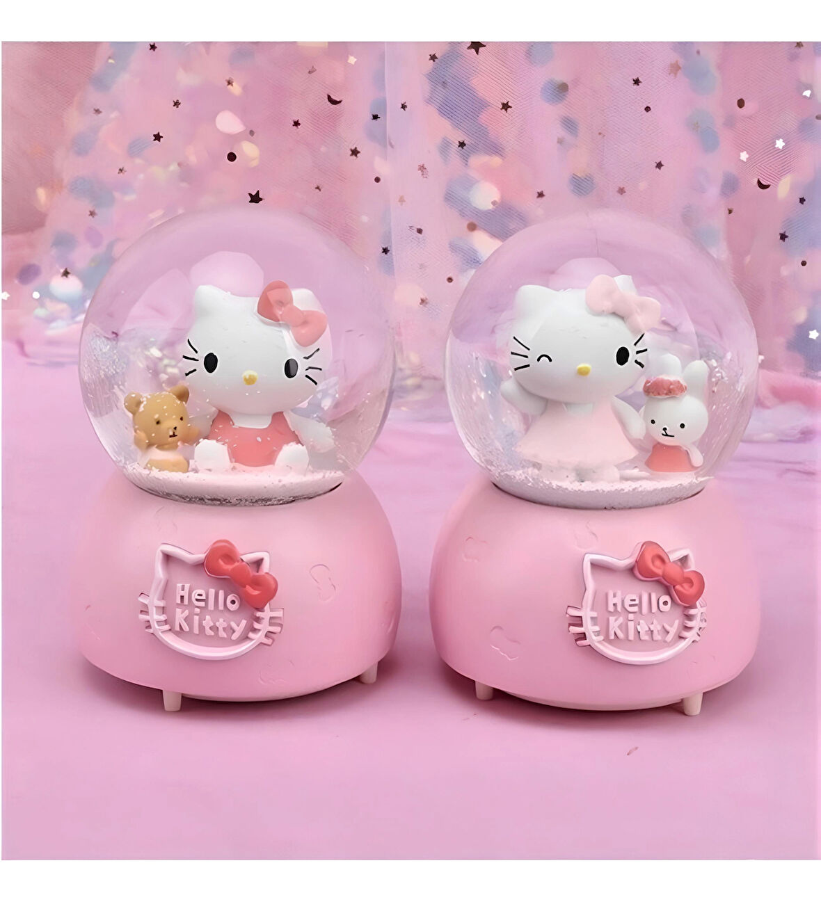 Hello Kitty Işıklı Müzikli Kar Küresi Orta Boy Alk3047