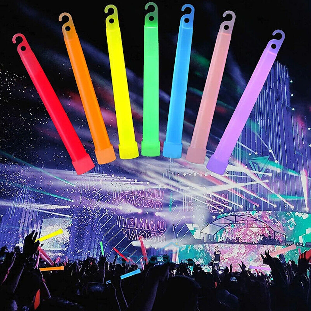 Karanlıkta Yanan Asılabilir Ip Aparatlı Glow Stick Lamba Seti 15Cm