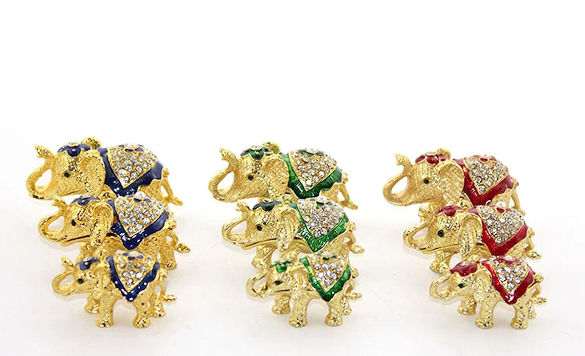 Taşlı 3'Lü Fil Figürü Model 1