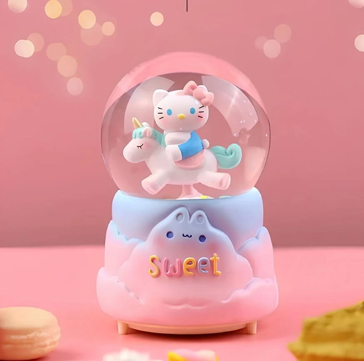 Hello Kitty İçi Dönmeli Püskürtmeli Işıklı Müzikli Kar Küresi Büyük Boy Model 2