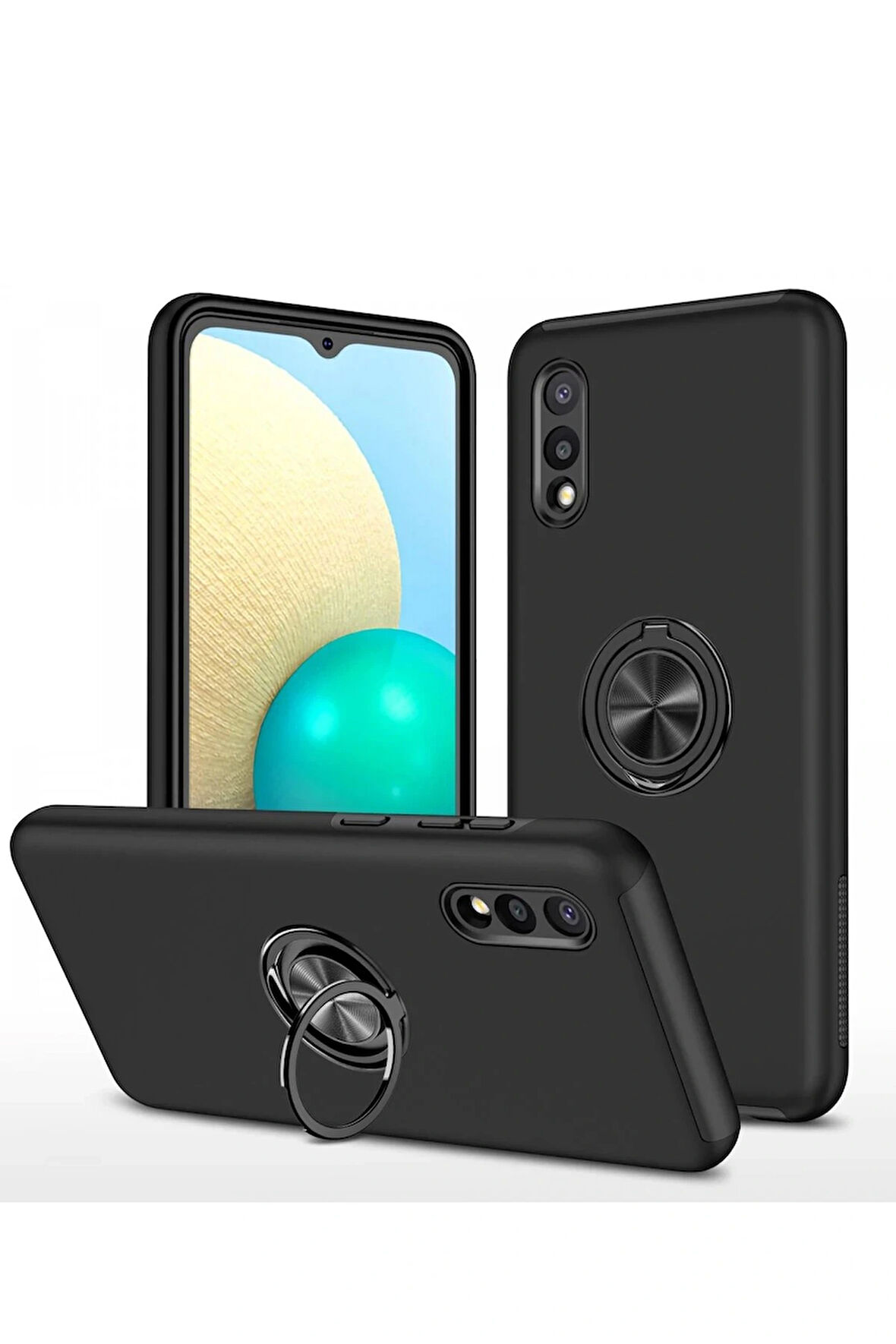 A02 Kılıf Elit Yüzüklü Kapak - Siyah