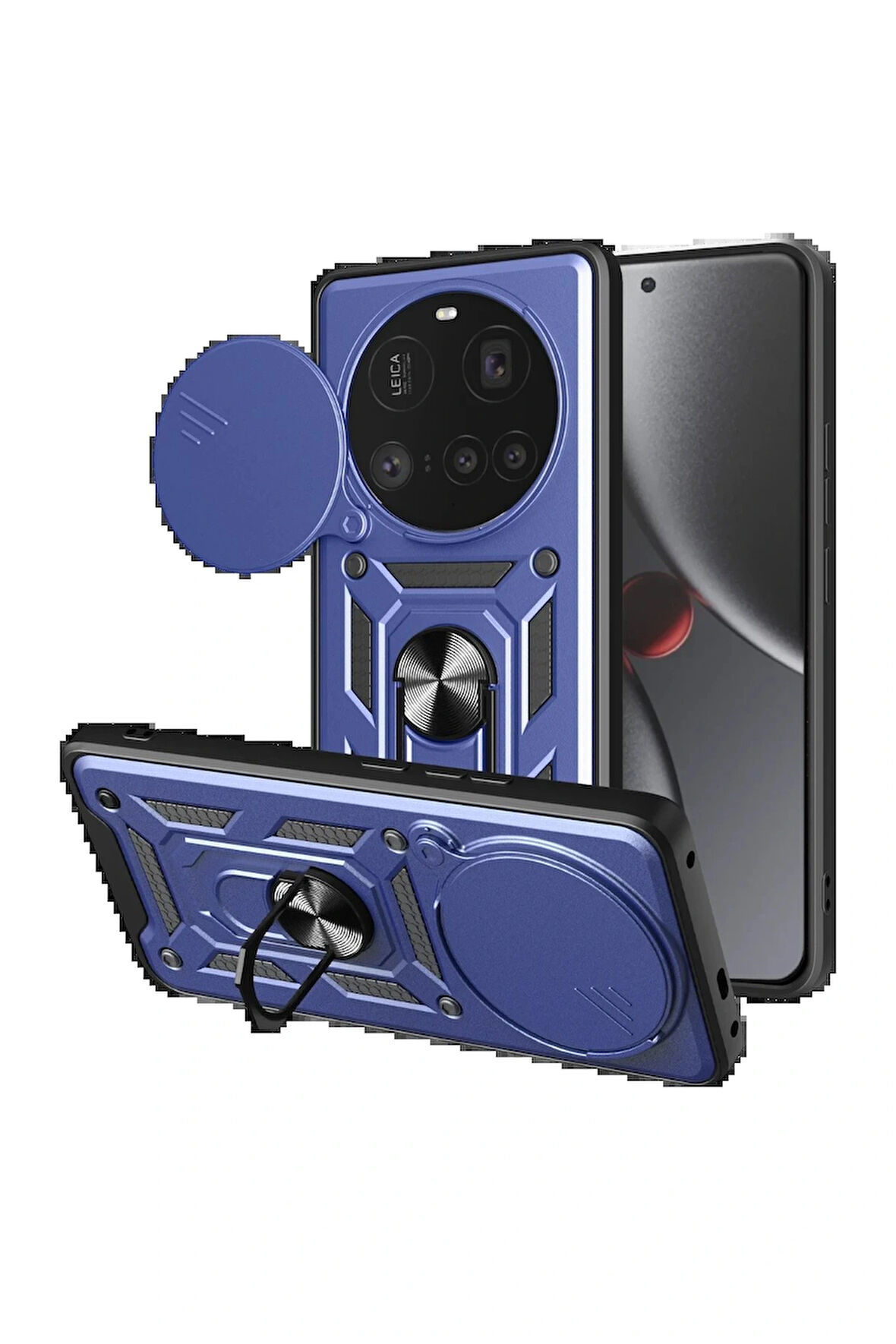 15 Kılıf Pars Lens Yüzüklü Silikon - Lacivert