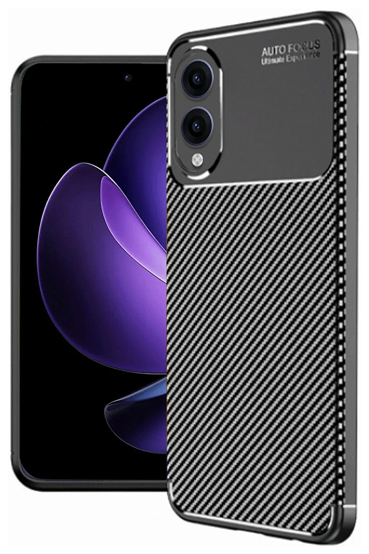 S25 Edge Kılıf Auto Focus Karbon Kapak - Siyah