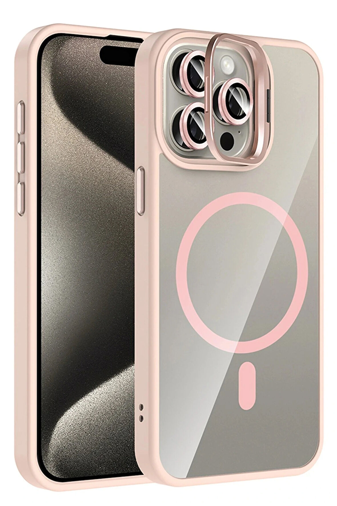 15 Remim Lensli Standlı Kapak - Pembe