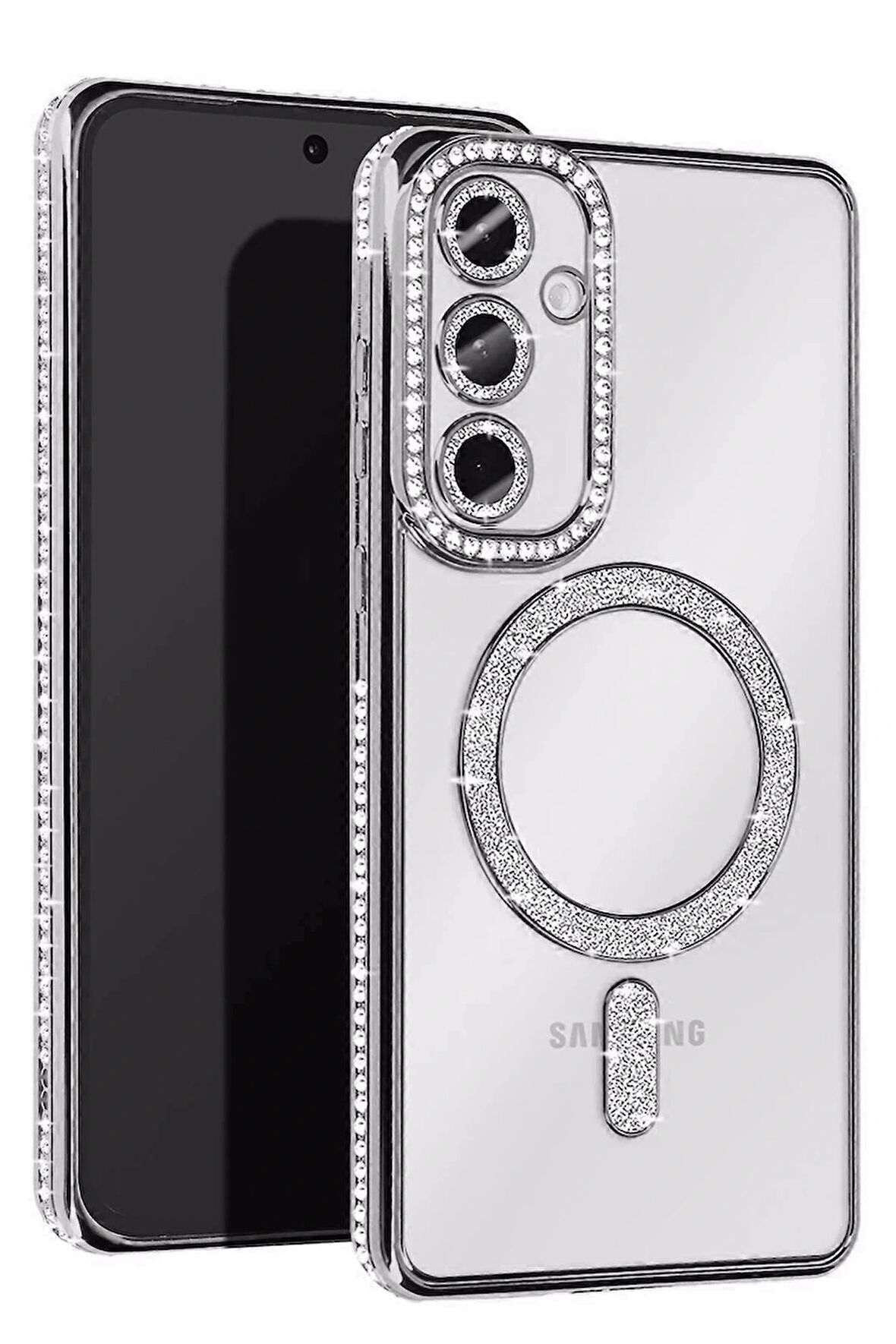 A35 5G Joke Simli Magneticsafe Kılıf - Gümüş