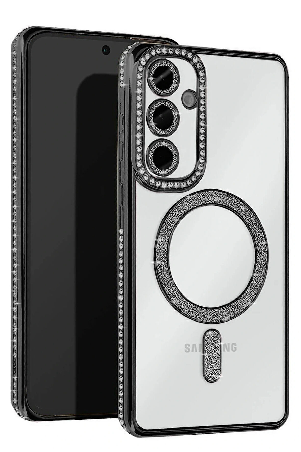 A55 5G Joke Simli Magneticsafe Kılıf - Siyah