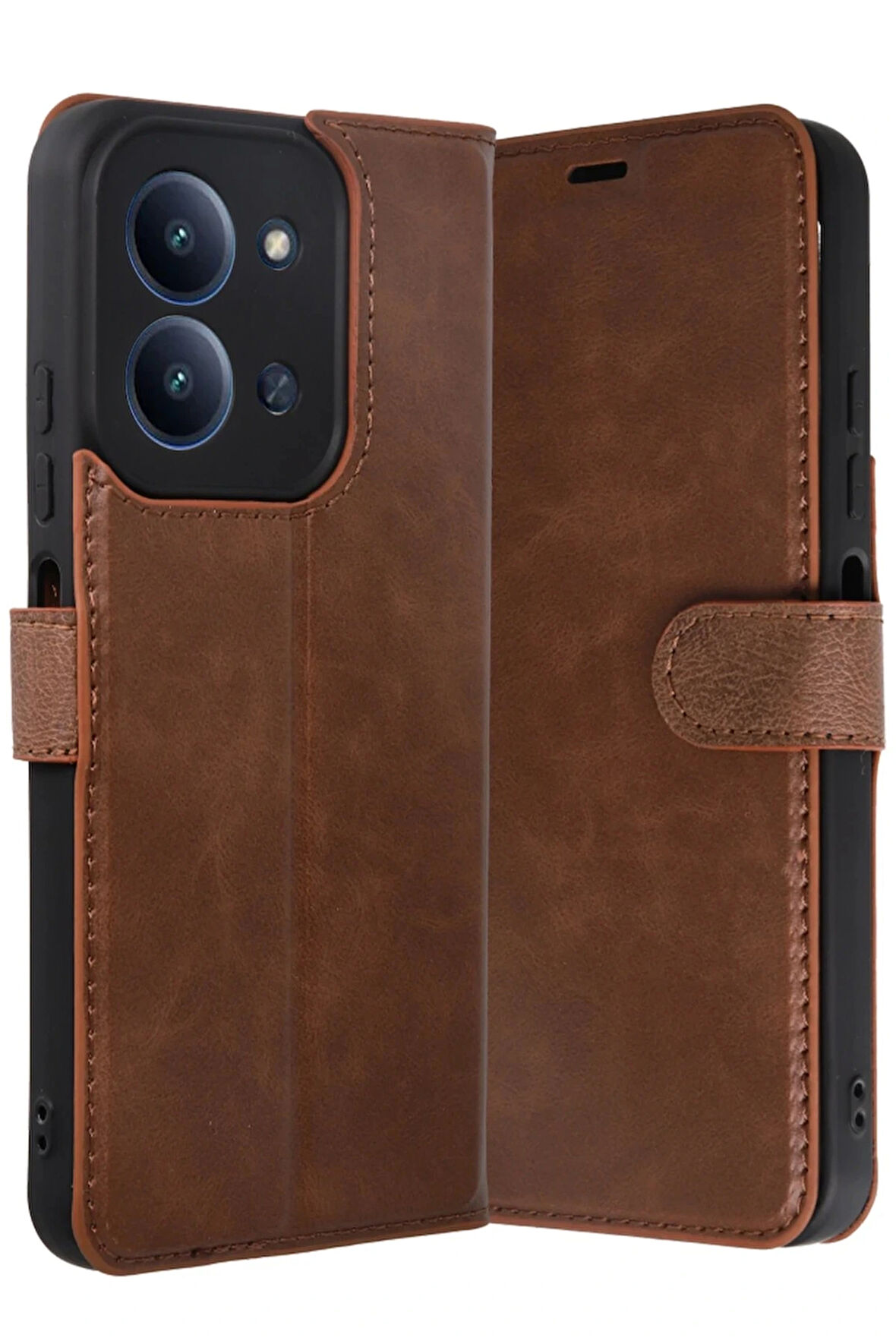 Redmi 15C 4G S Kapaklı Kılıf - Taba