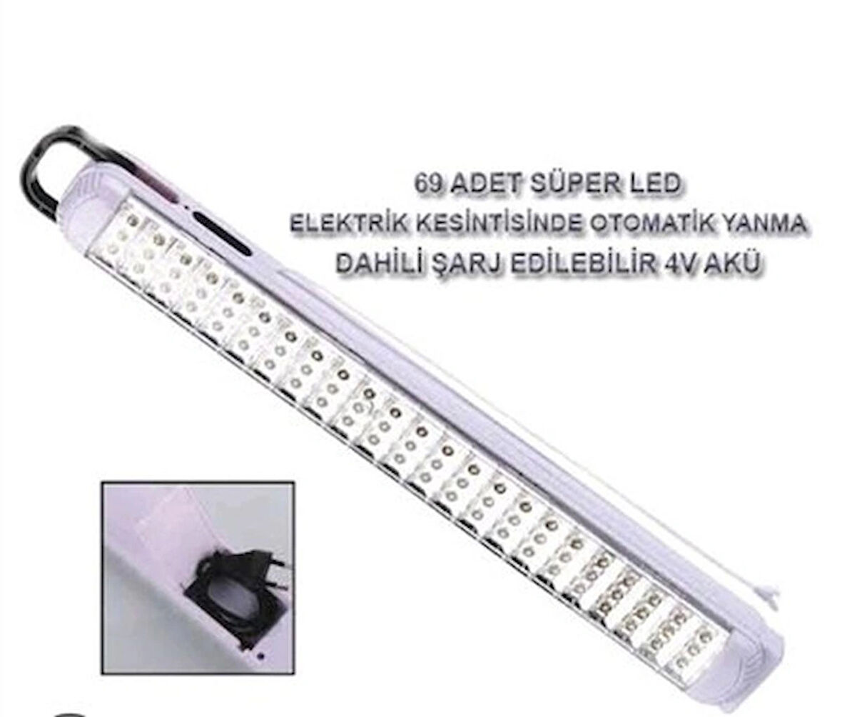 Elektrik Kesilince Otomatik Yanan 69 Ledli Şarjlı Işıldak Akülü 2023 Model Kamp Fener Lambası