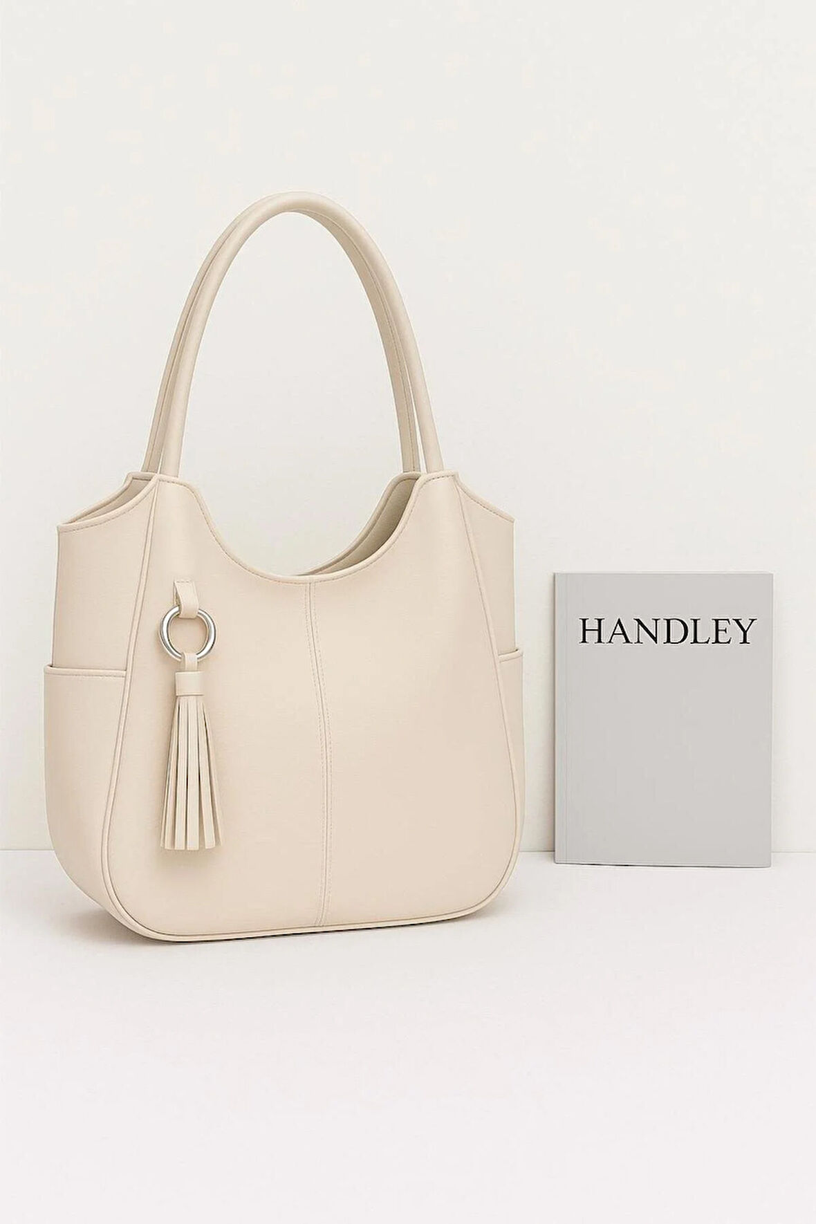 Lüks Şık Deri El ve Omuz Çantası Püsküllü