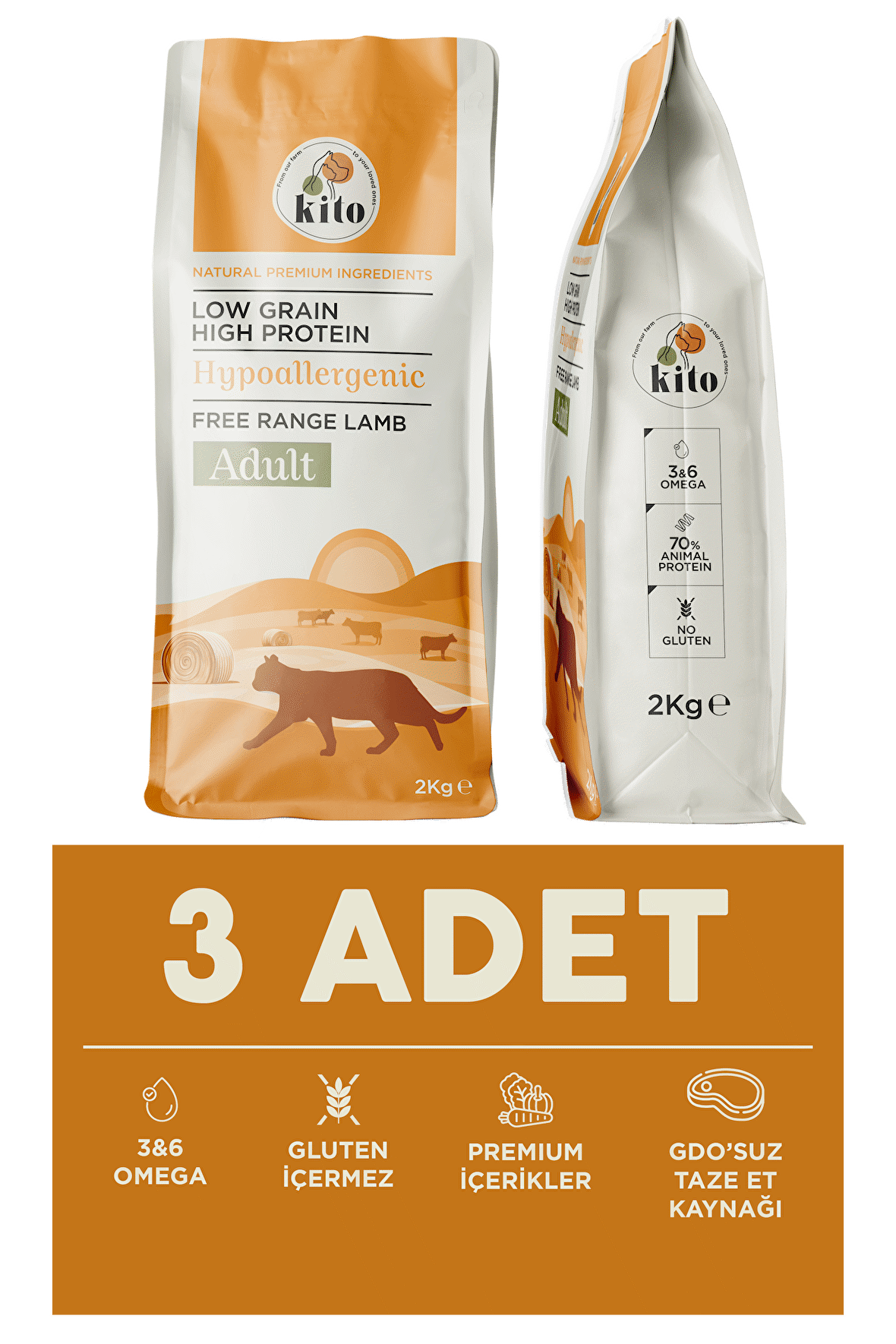 3 adet 2 kg yetişkin kedi maması