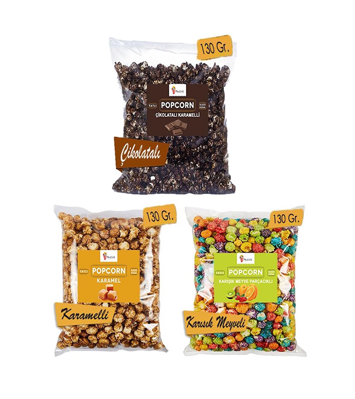 Acılı, Tatlı Mısır, Peynirli Patlamış Mısır / PopCorn 50 gr. Özel Kutuda 3'lü Paket