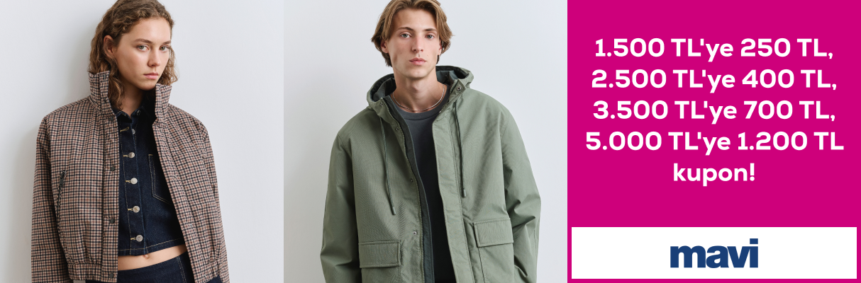 Mavi 1500 TL'ye 250 TL 2500 TL'ye 400 TL 3500 TL'ye 700 TL 5000 TL'ye 1200 TL kupon