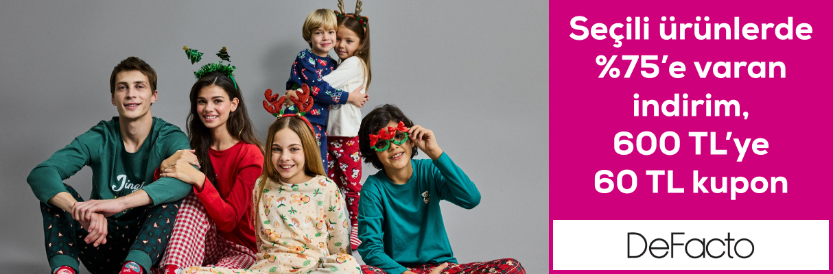DeFacto Seçili ürünlerde %75’e varan indirim 600TL ye 60 TL kupon